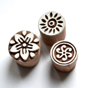 Dřevěná razítka - trojice větrníček, kytka, sluníčko (3 cm)