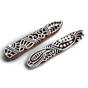 Dřevěná razítka - dvojice lemovky plamínek a chocholka (8 cm)