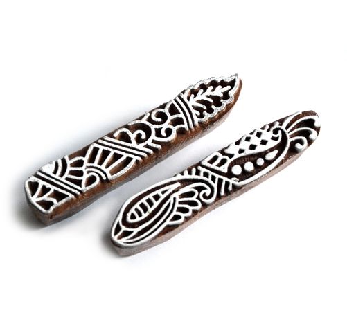 Dřevěná razítka - dvojice lemovky plamínek a chocholka (8 cm)