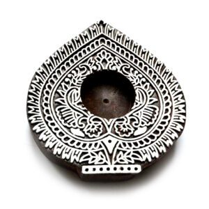 Dřevěné razítko - velký srdcový list razítko/svícen (12 cm)