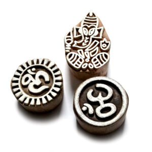 Dřevěná razítka - Ohm, Ganesha, Ohm střapatý (3 - 4 cm)