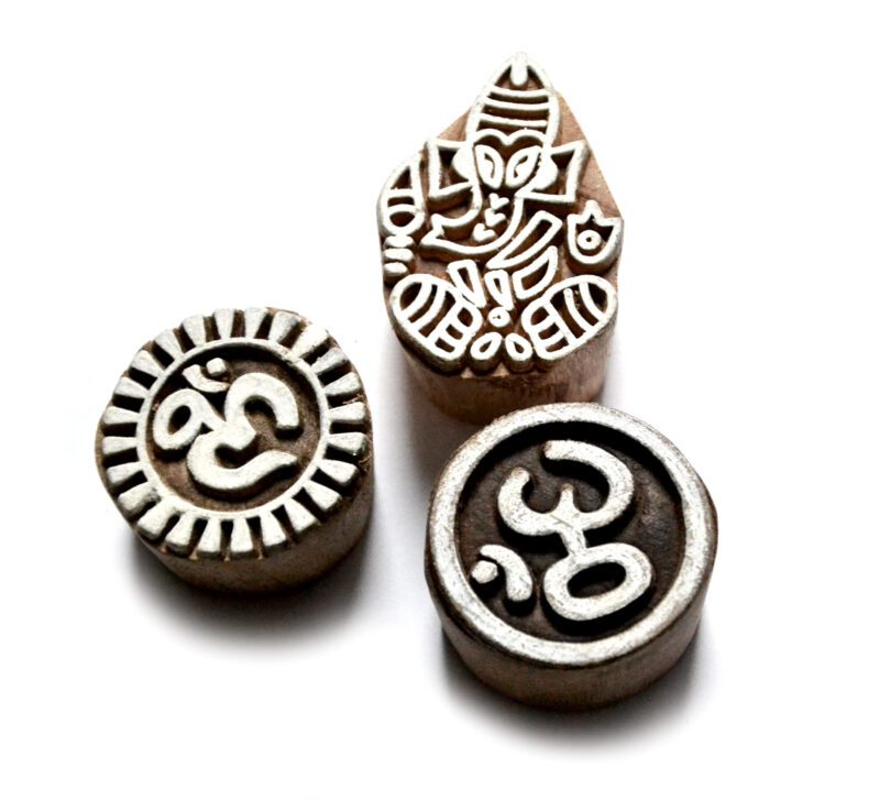 Dřevěná razítka - Ohm, Ganesha, Ohm střapatý (3 - 4 cm)