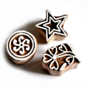 Dřevěná razítka - trojice větrníček, kytka, hvězda (3 cm)