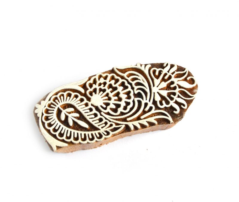 Dřevěné razítko - ornament střapaté květy (8 cm)