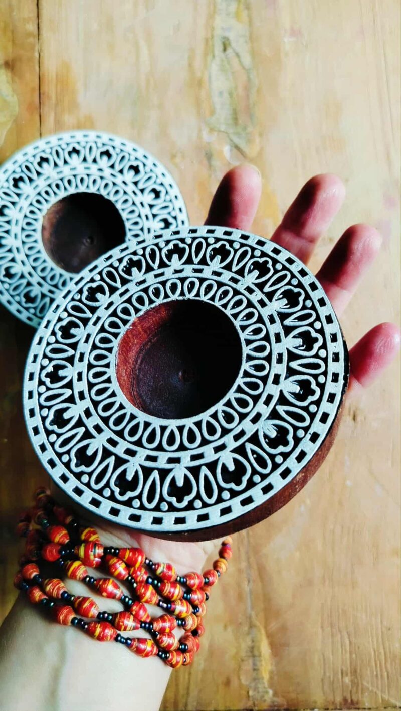 Dřevěné razítko - velká mandala razítko/svícen (10 cm) - Obrázek 3
